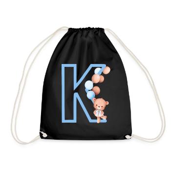 Lettre k bleue ours - Sac de sport léger - noir - Devant