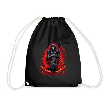Grim Reaper in Flames - Dark and Fiery Design - Drawstring Bag - black - Front