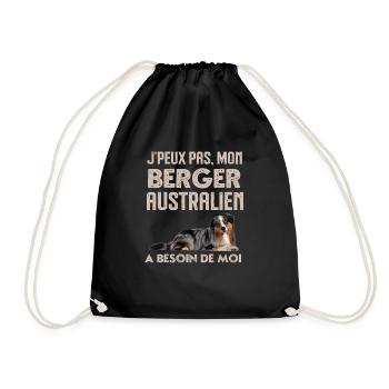 Chien de race berger australien - Sac de sport léger - noir - Devant