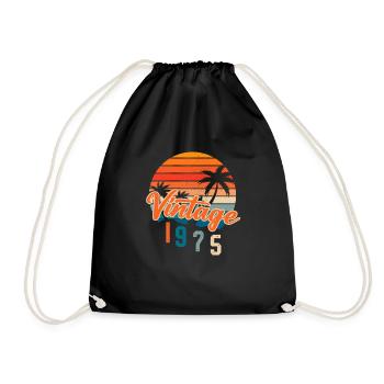 Jahrgang 1975 Retro - Turnbeutel - Schwarz - Vorne