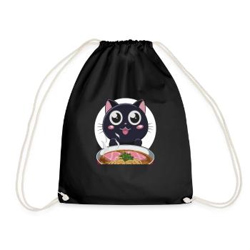 Cat Ramen Noodle Japanese Anime Manga Ramen Kawaii - Turnbeutel - Schwarz - Vorne