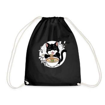 Cat Ramen Noodle Japanese Anime Manga Ramen Kawaii - Turnbeutel - Schwarz - Vorne