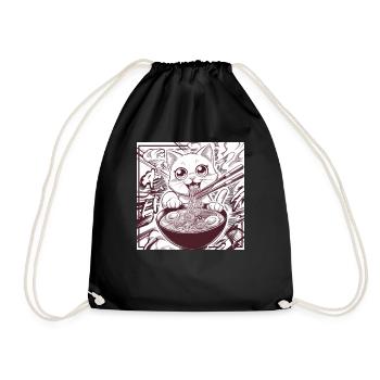 Cat Ramen Noodle Japanese Anime Manga Ramen Kawaii - Turnbeutel - Schwarz - Vorne