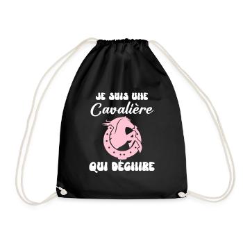 Cavalière cheval humour - Sac de sport léger - noir - Devant