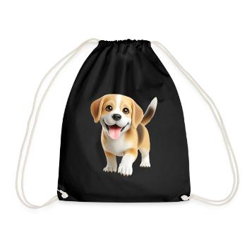 Dog 3 - Drawstring Bag - black - Front
