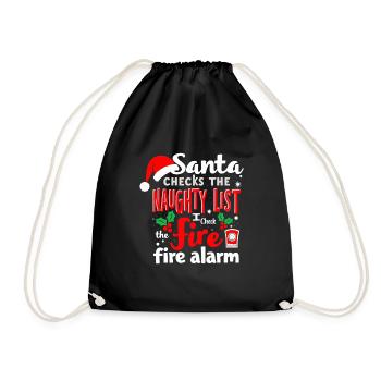 Santa checks the naughty - Drawstring Bag - black - Front