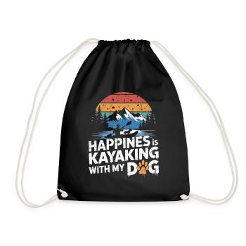 Perfect for kayak fans with dogs - Drawstring Bag - black - Front