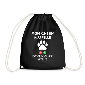 Mon Chien m appelle faut que j y aille - Sac de sport léger - noir - Devant