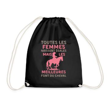 Femme cheval équitation - Sac de sport léger - noir - Devant