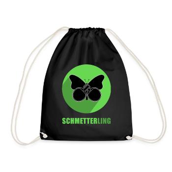 Smash-Schmetterling Geschenk für Tischtennisfreund - Turnbeutel - Schwarz - Vorne