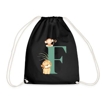 Lettre f vert animaux jungle - Sac de sport léger - noir - Devant