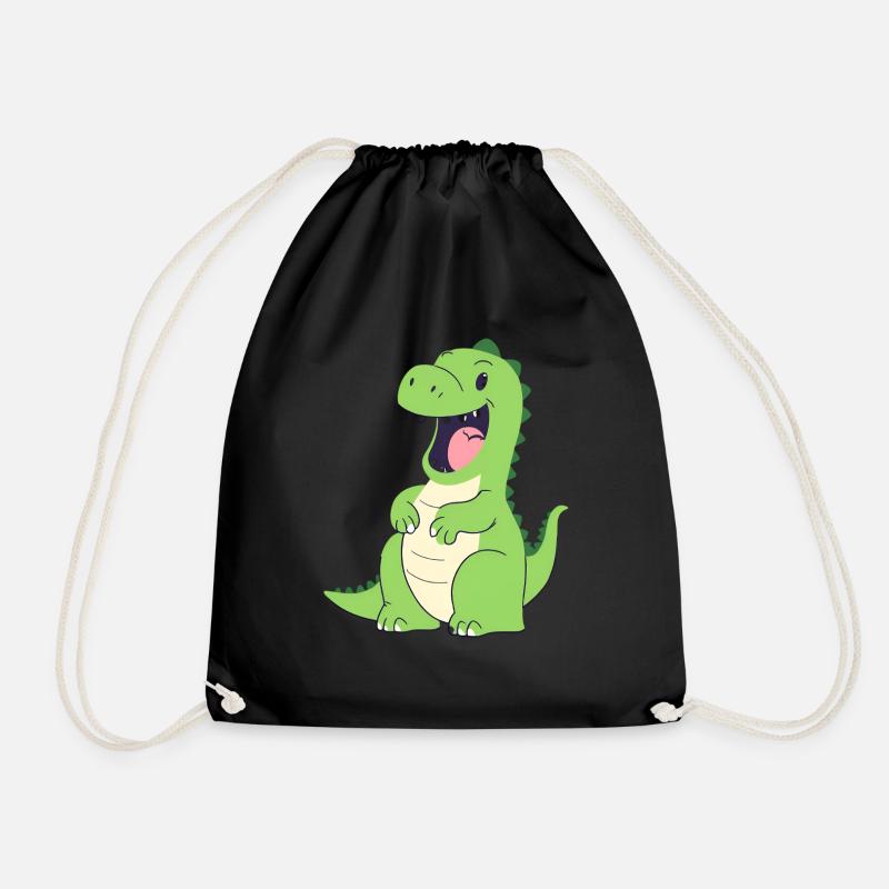 Funny Dear Laughing Dino Dinosaur T Rex - Drawstring Bag - black