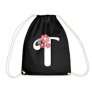 Letter t Minimalist Flowers - Drawstring Bag - black - Front