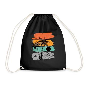 Summer beach palm mountains - Drawstring Bag - black - Front