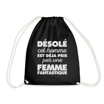 Sorry this Man Is Already Taken by a Woman - Drawstring Bag - black - Front