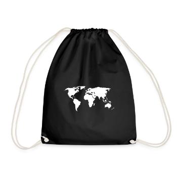 world map Weltkarte - Turnbeutel - Schwarz - Vorne