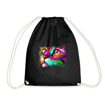 Cat of Colors. Colorist illustration - Drawstring Bag - black - Front