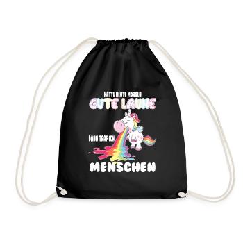 Gute Laune Einhorn Shirt - Turnbeutel - Schwarz - Vorne