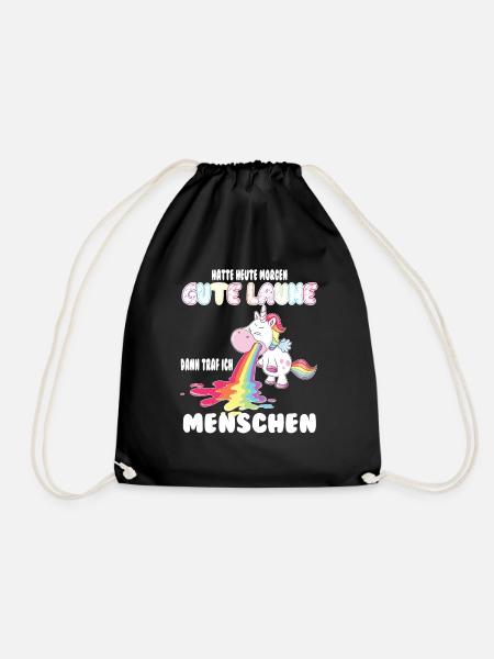 Gute Laune Einhorn Shirt - Turnbeutel - Schwarz