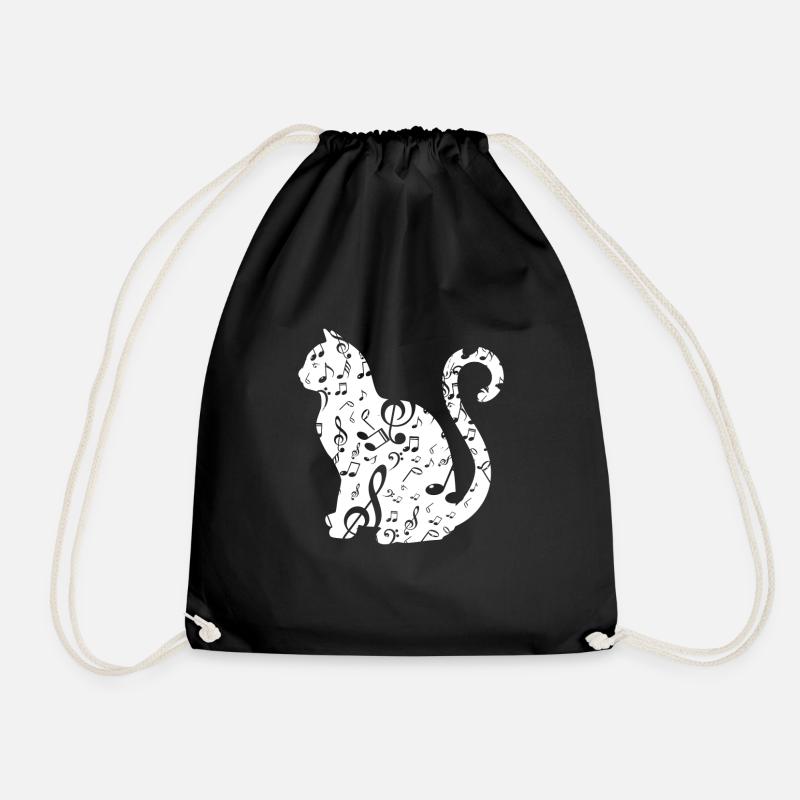 Music Lover Cat - Drawstring Bag - black