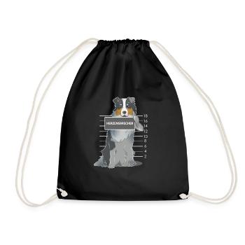 Australian Shepherd heartbreaker dog gift - Drawstring Bag - black - Front