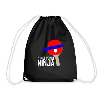Sport sportlich Weihnachten Tischtennis Ninja - Turnbeutel - Schwarz - Vorne