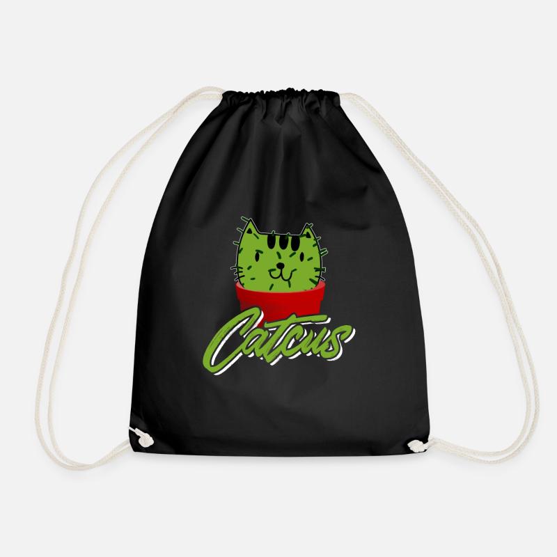 Catcus Funny Cactus Cat Pun Shirt - Turnbeutel - Schwarz