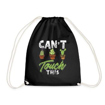 Funny Cactus Shirt Distressed - Turnbeutel - Schwarz - Vorne