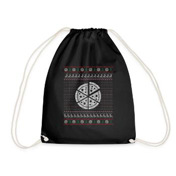 Pizza Ugly Christmas Sweater Gift - Drawstring Bag - black - Front