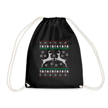 Rendeer Ugly Christmas Sweater Geschenk - Turnbeutel - Schwarz - Vorne