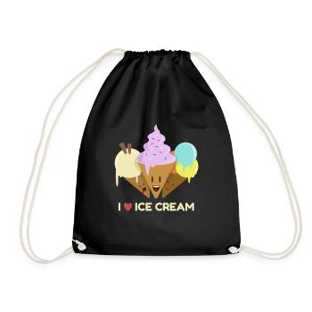 J'aime le T-shirt de crème glacée - Sac de sport léger - noir - Devant