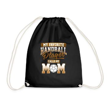 Handball Spieler Mama Geschenk - Turnbeutel - Schwarz - Vorne