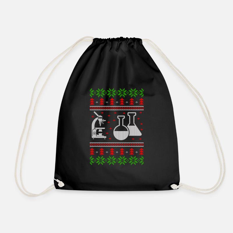 chemistry experiment ugly christmas jumper - Drawstring Bag - black
