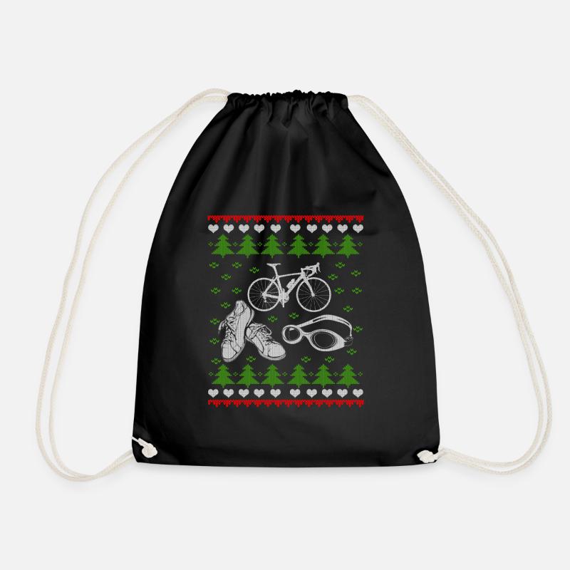 Triathlon Ugly Christmas Jumper Triathlete - Drawstring Bag - black