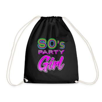 80s Party Girl - Retro Shirt for 80s - Drawstring Bag - black - Front