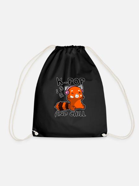K Pop and Chill - K-Pop Fan Design - Drawstring Bag - black