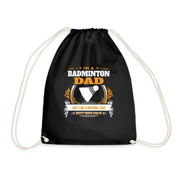 Badminton-Vati-Hemd-Geschenk-Idee - Turnbeutel - Schwarz - Vorne