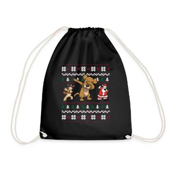 Ugly Sweater Hund Geschenk Dab Weihnachten - Turnbeutel - Schwarz - Vorne