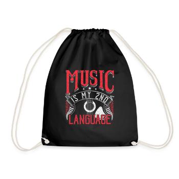 Music is My 2nd Language - Turnbeutel - Schwarz - Vorne