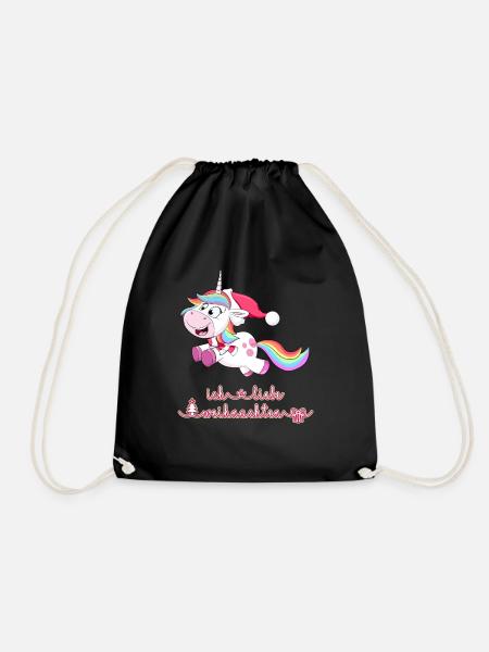 Einhorn Weihnachten - Turnbeutel - Schwarz