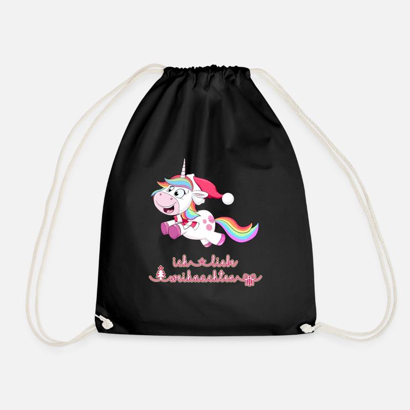 Einhorn Weihnachten - Turnbeutel - Schwarz