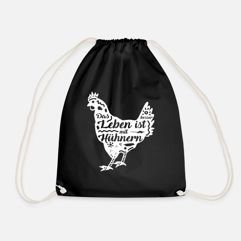 Huhn | Henne | Das Leben ist besser mit Hühnern - Turnbeutel - Schwarz