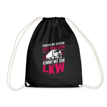 LKW-Fahrerin Shirt · Lastwagen · Truck Prinzessin - Turnbeutel - Schwarz - Vorne
