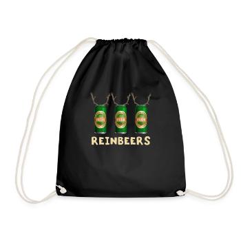 Reinbeers Drôles de canettes de bière Renne Noël - Sac de sport léger - noir - Devant
