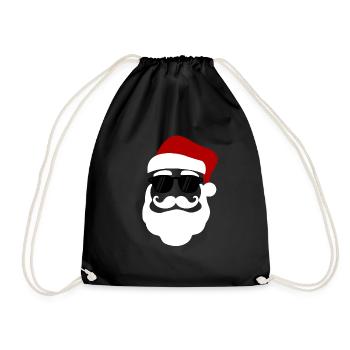 Hipster Sonnenbrillen Lustige Weihnachtsmann mit Geschenk für - Turnbeutel - Schwarz - Vorne