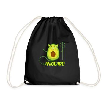 Cat Avocado Vegan Gift - Drawstring Bag - black - Front