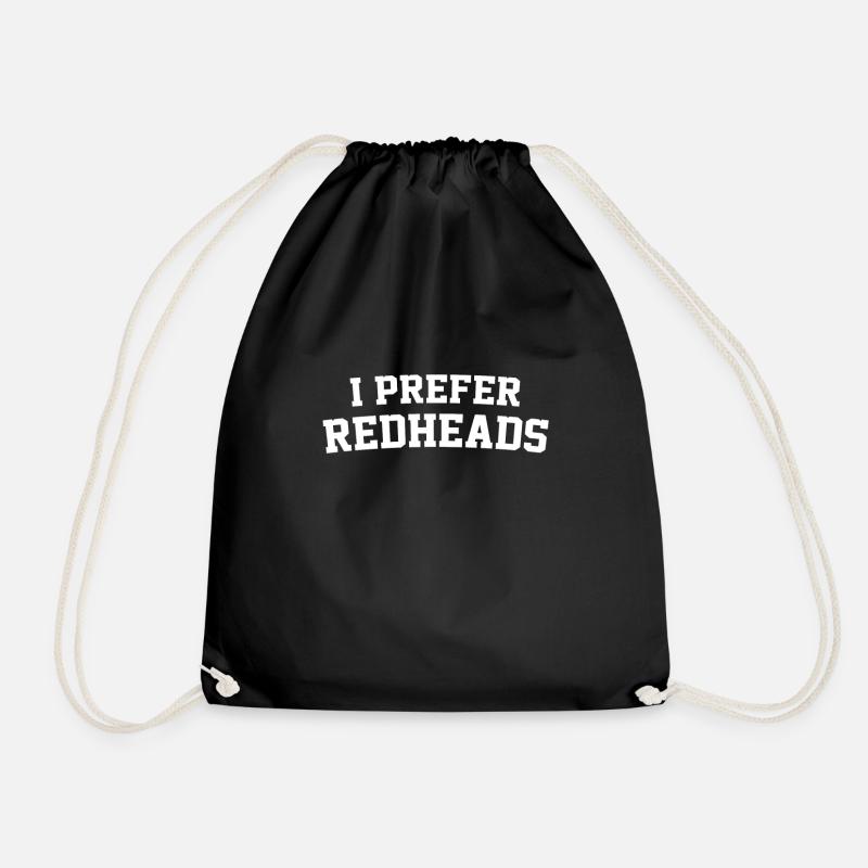 I Prefer Redheads - Ginger Redhead - Drawstring Bag - black
