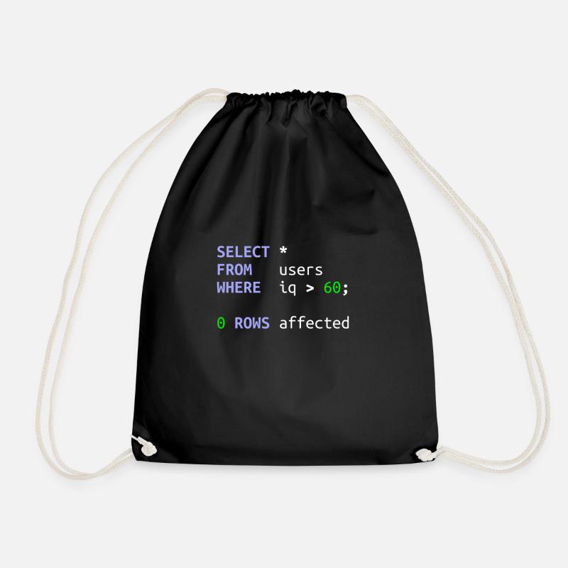 Software Developer SQL Coder Geek Gift - Drawstring Bag - black