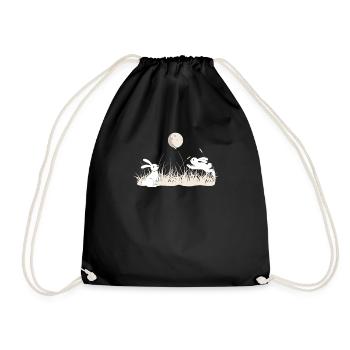 Lune asiatique et lapins gothique japonais cadeau - Sac de sport léger - noir - Devant