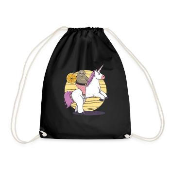 Paresseux Licorne pizza drôle cadeau anniversaire - Sac de sport léger - noir - Devant